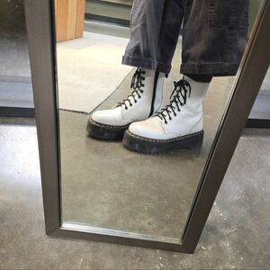 Dr. Marten's Jadon Platform White Leather Boots Women Size 7